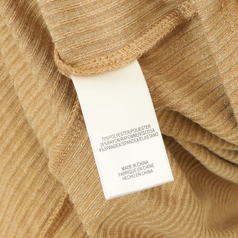 Charles Henry Long Sleeve Knit Dress M Cinched Waist Ribbed Tan Mini NEW B49 - Picture 6 of 6